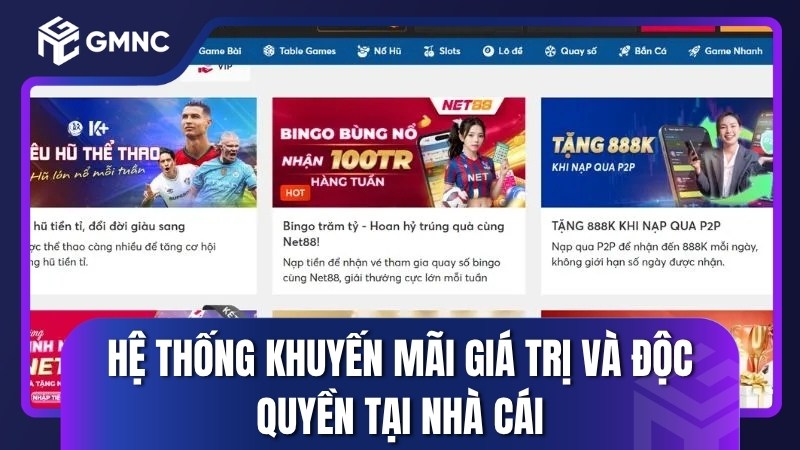 Hệ thống khuyến mãi giá trị và độc quyền tại nhà cái