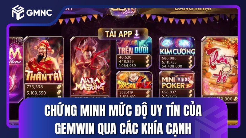 Chứng minh mức độ uy tín của Gemwin qua các khía cạnh