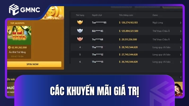 Các khuyến mãi giá trị
