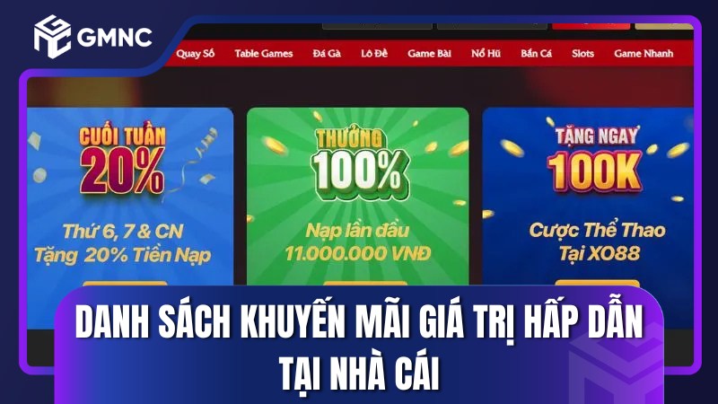 Danh sách khuyến mãi giá trị hấp dẫn tại nhà cái