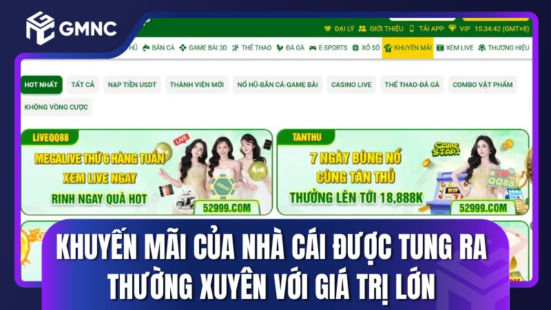 Chương trình khuyến mãi của nhà cái được tung ra thường xuyên với giá trị lớn