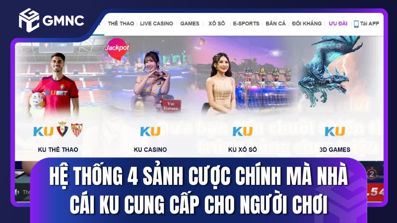 Hệ thống 4 sảnh cược chính mà nhà cái KU cung cấp cho người chơi