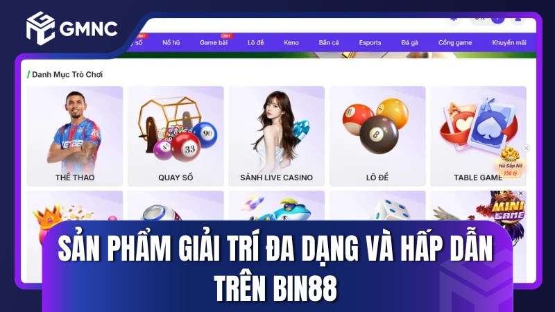 Sản phẩm giải trí đa dạng và hấp dẫn trên BIN88