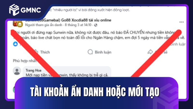 Sunwin bị tài khoản ẩn danh bôi nhọ nhưng không có căn cứ