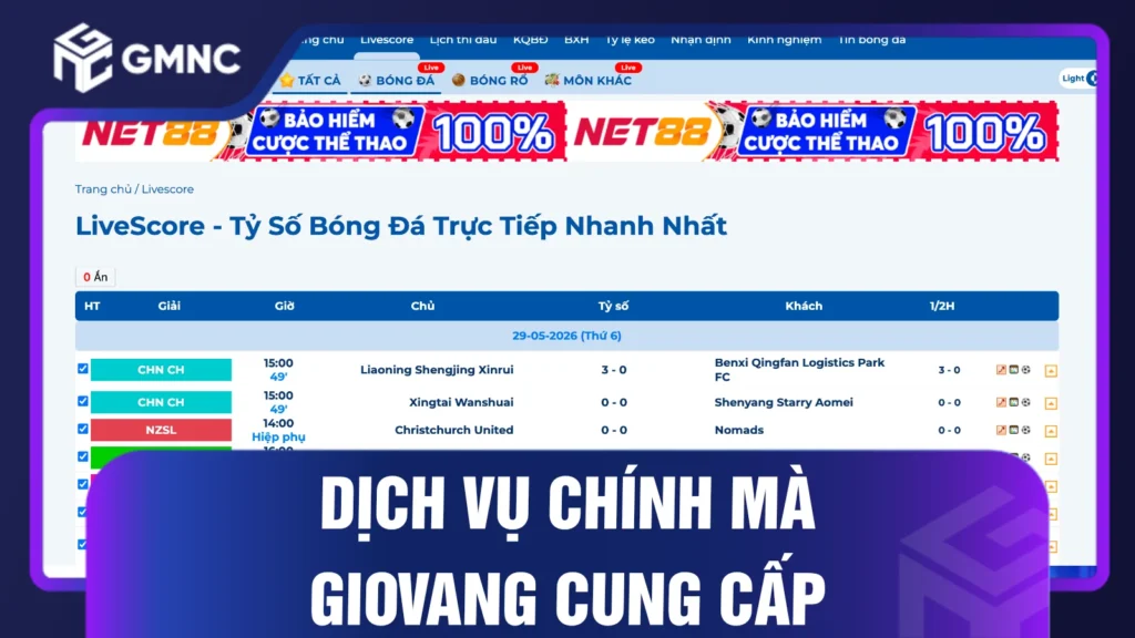 Dịch vụ chính mà hệ thống GiovangTV cung cấp
